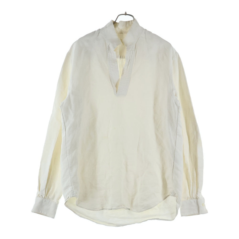 NO BRAND(ノーブランド) BOURRIENNE Paris X (ブリエンヌ パリ ディス) リネン プルオーバー 長袖シャツ アイボリー 11-207-10-020435