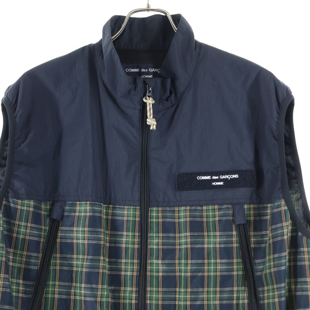 COMME des GARCONS HOMME(コムデギャルソンオム) 24SS メッシュ総裏地 フルジップ ドローストリング オーバー ベスト ブラック HM-V002