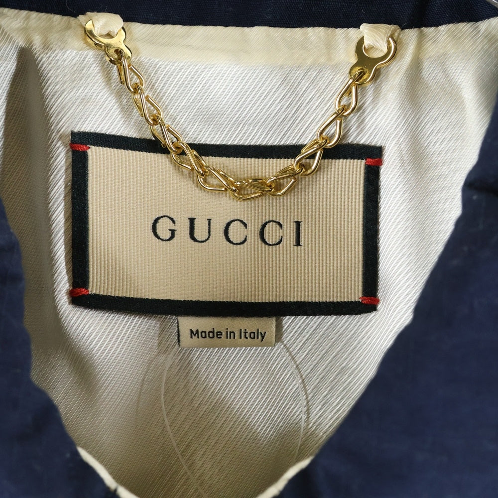 GUCCI(グッチ) 21AW ロゴワッペン コットン ジップアップ ハリントンジャケット ネイビー 654837
