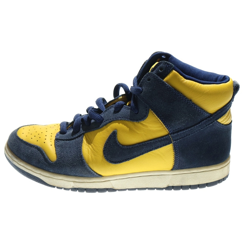 NIKE SB(ナイキエスビー) 【観賞用20005年製】DUNK HIGH MICHIGAN ダンク ミシガン ハイカットスニーカー イエロー/ネイビー US9.5/27.5cm 305050-741
