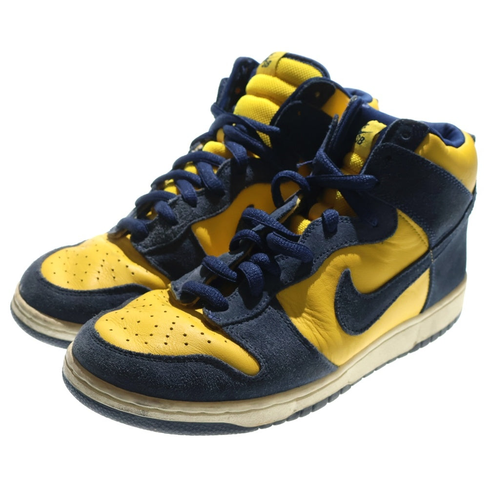 NIKE SB(ナイキエスビー) 【観賞用20005年製】DUNK HIGH MICHIGAN ダンク ミシガン ハイカットスニーカー イエロー/ネイビー US9.5/27.5cm 305050-741