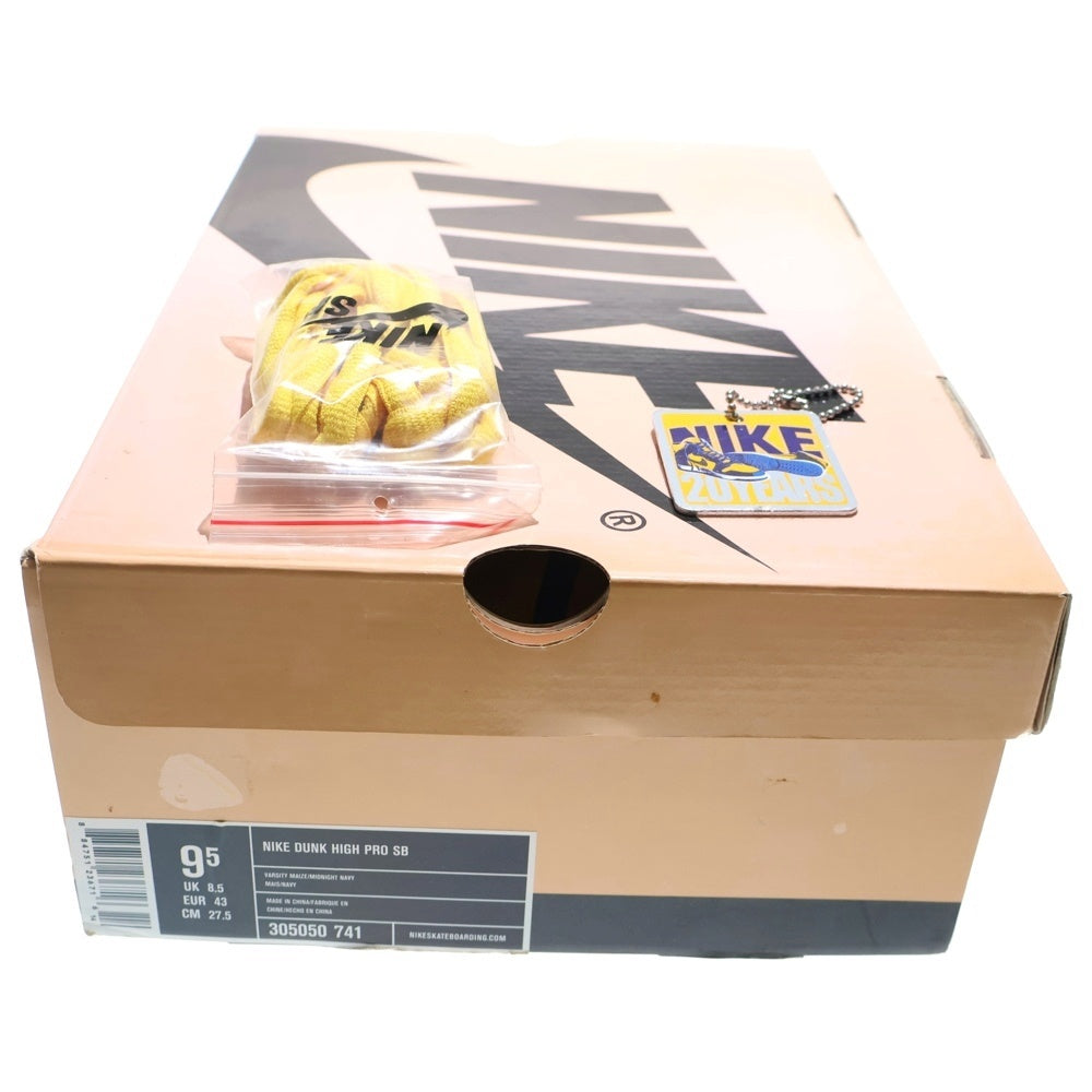 NIKE SB(ナイキエスビー) 【観賞用20005年製】DUNK HIGH MICHIGAN ダンク ミシガン ハイカットスニーカー イエロー/ネイビー US9.5/27.5cm 305050-741