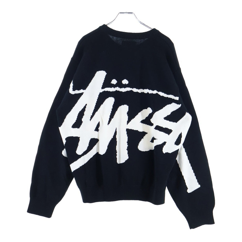 STUSSY(ステューシー) 22AW STOCK SWEATER ストック 両面ロゴ コットン ニットセーター ブラック/ホワイト 117152