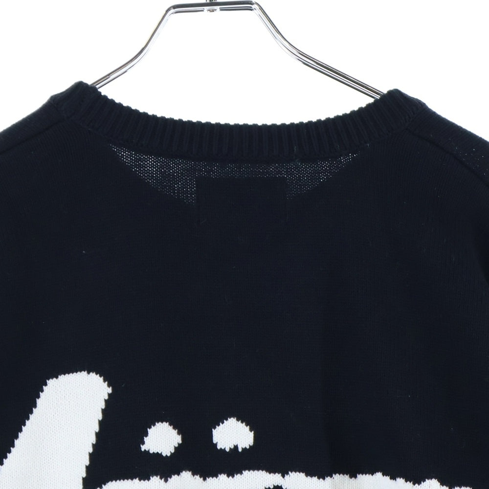 STUSSY(ステューシー) 22AW STOCK SWEATER ストック 両面ロゴ コットン ニットセーター ブラック/ホワイト 117152