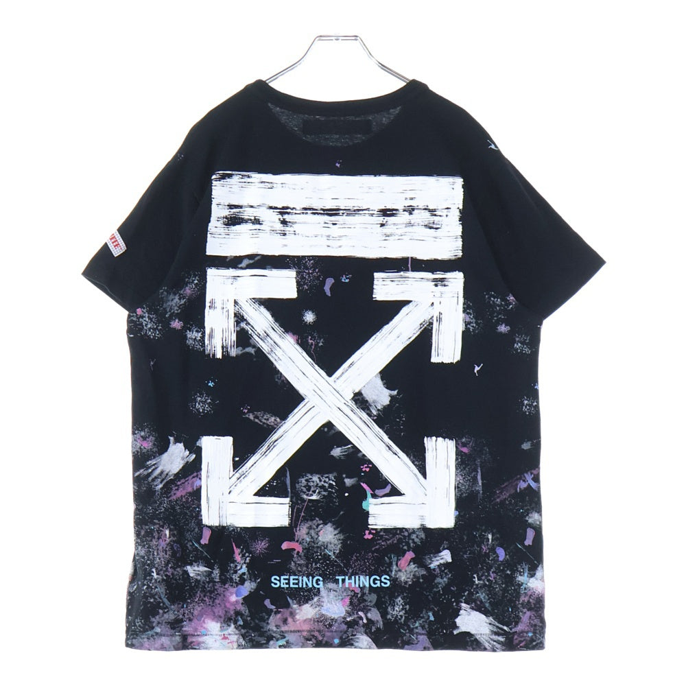OFF-WHITE(オフホワイト) 21SS Galaxy Brushed Arrows T-Shirt ギャラクシー ブラッシュド アロー バックロゴプリント クルーネック半袖Tシャツ カットソー ブラック OMAA002G20JER008