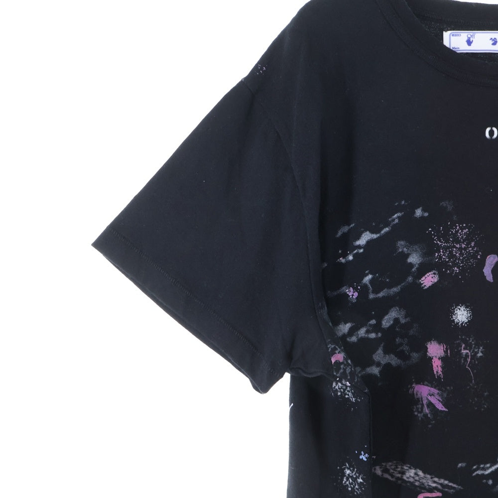 OFF-WHITE(オフホワイト) 21SS Galaxy Brushed Arrows T-Shirt ギャラクシー ブラッシュド アロー バックロゴプリント クルーネック半袖Tシャツ カットソー ブラック OMAA002G20JER008