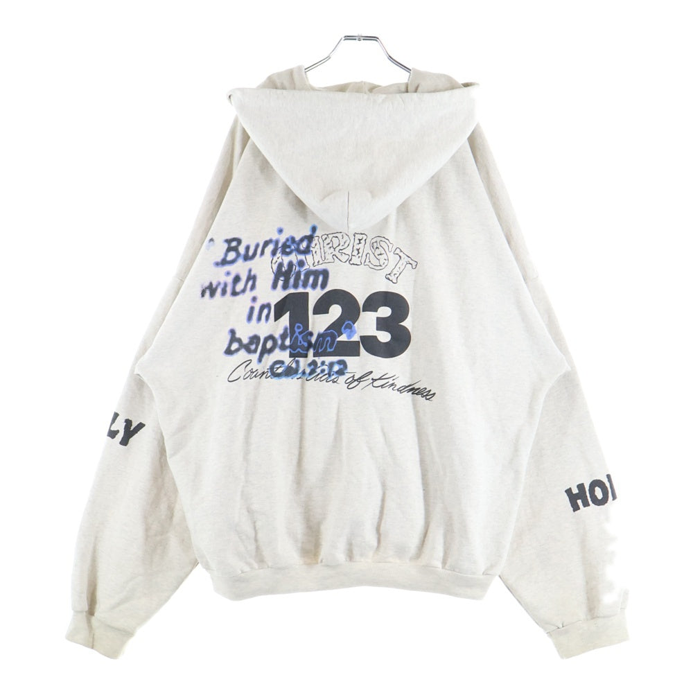 RRR123 RIVINGTON roi Rebis(リヴィントンロイレビス) COUNTLESS ACTS ZIP-UP ロゴプリント ジップアップ スウェット パーカー グレー