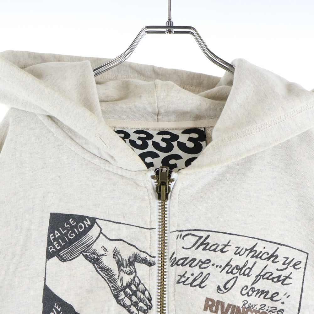 RRR123 RIVINGTON roi Rebis(リヴィントンロイレビス) COUNTLESS ACTS ZIP-UP ロゴプリント ジップアップ スウェット パーカー グレー