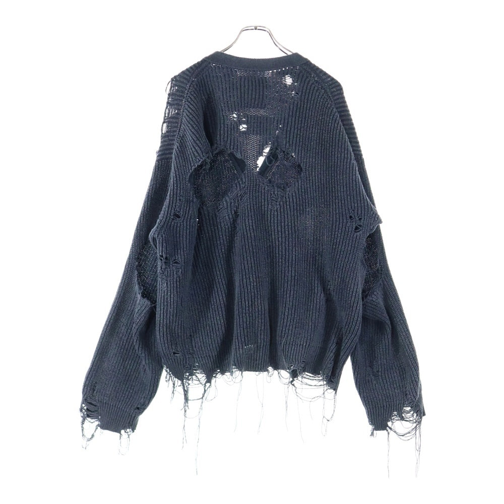 MAISON MIHARAYASUHIRO(メゾンミハラヤスヒロ) MMY BLACHES KNIT CARDIGAN ブリーチ加工 ダメージ コットン ニット カーディガン グレー K12CD502