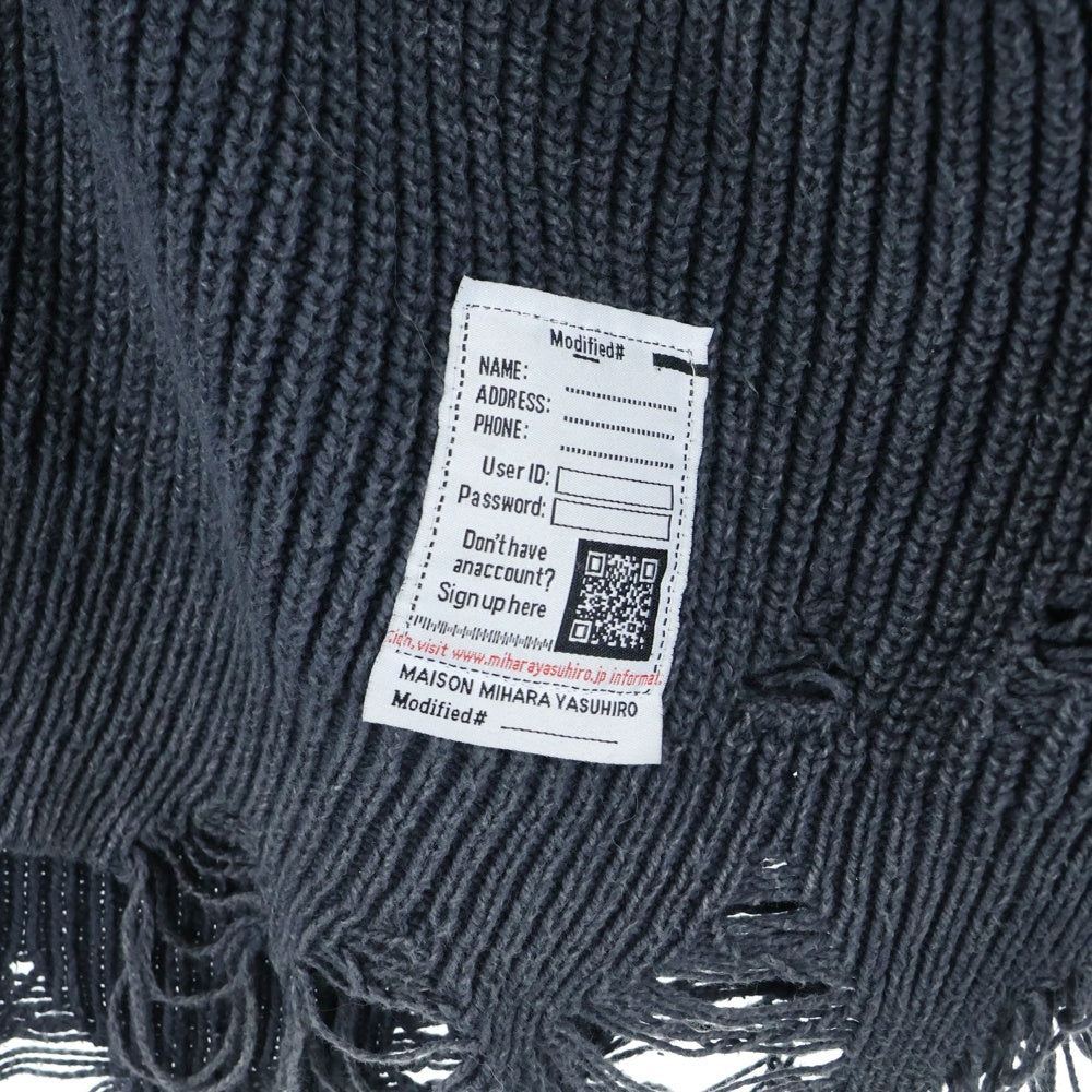 MAISON MIHARAYASUHIRO(メゾンミハラヤスヒロ) MMY BLACHES KNIT CARDIGAN ブリーチ加工 ダメージ コットン ニット カーディガン グレー K12CD502