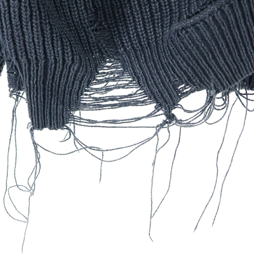 MAISON MIHARAYASUHIRO(メゾンミハラヤスヒロ) MMY BLACHES KNIT CARDIGAN ブリーチ加工 ダメージ コットン ニット カーディガン グレー K12CD502