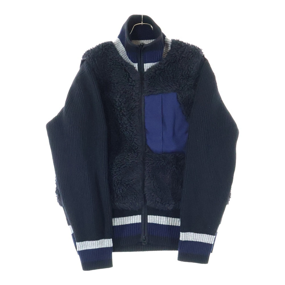 Sacai(サカイ) 20AW ボア ベストドッキング フリース ニット ジャケット ブルゾン ブラック 20-02399M