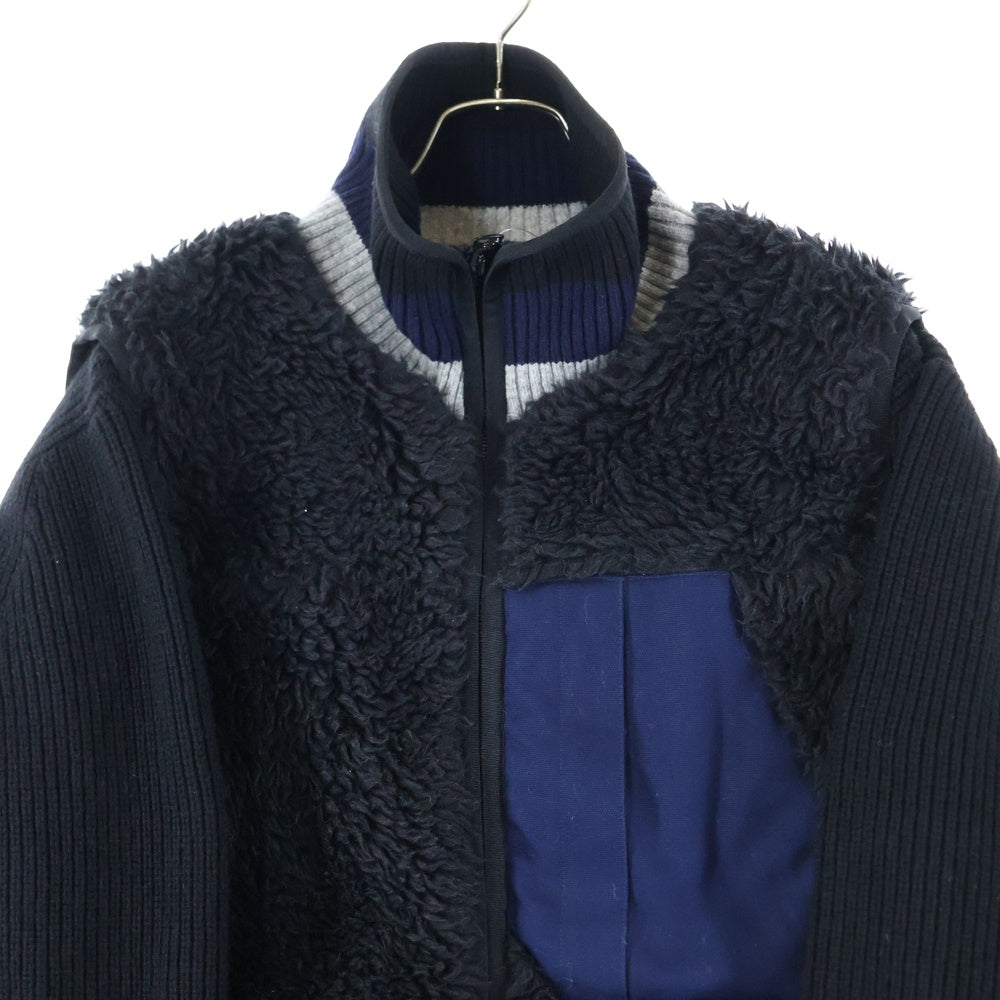 Sacai(サカイ) 20AW ボア ベストドッキング フリース ニット ジャケット ブルゾン ブラック 20-02399M