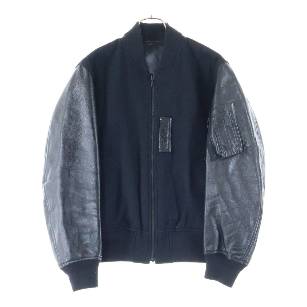 SCHOTT(ショット) レザー切替 リバーシブル ウール スタジャン ジャケット ブルゾン ブラック M53153