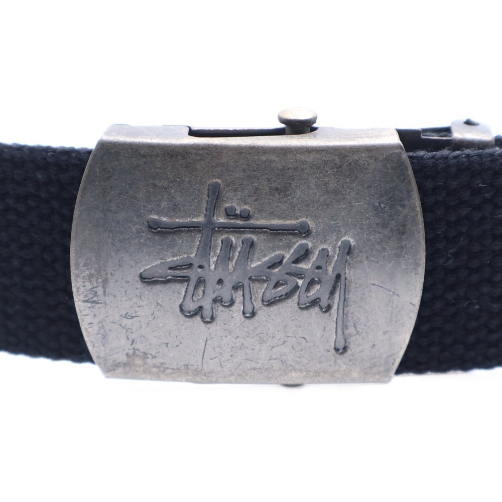 STUSSY(ステューシー) OLD STUSSY オールドステューシー ロゴ刺繍 ガチャベルト ブラック/シルバー