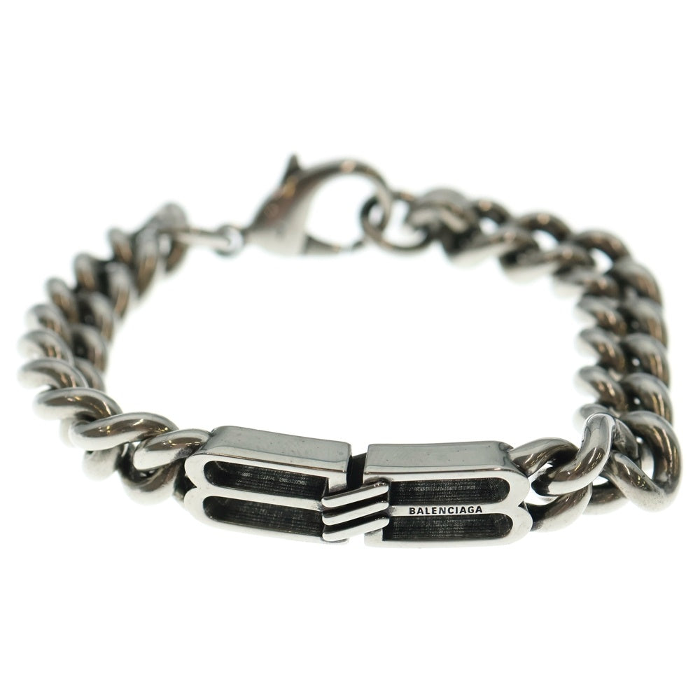 BALENCIAGA(バレンシアガ) BB Icon Gourmette-Chain Bracelet BBアイコン グルメット チェーンブレスレット シルバー 718493 TZ99I0911
