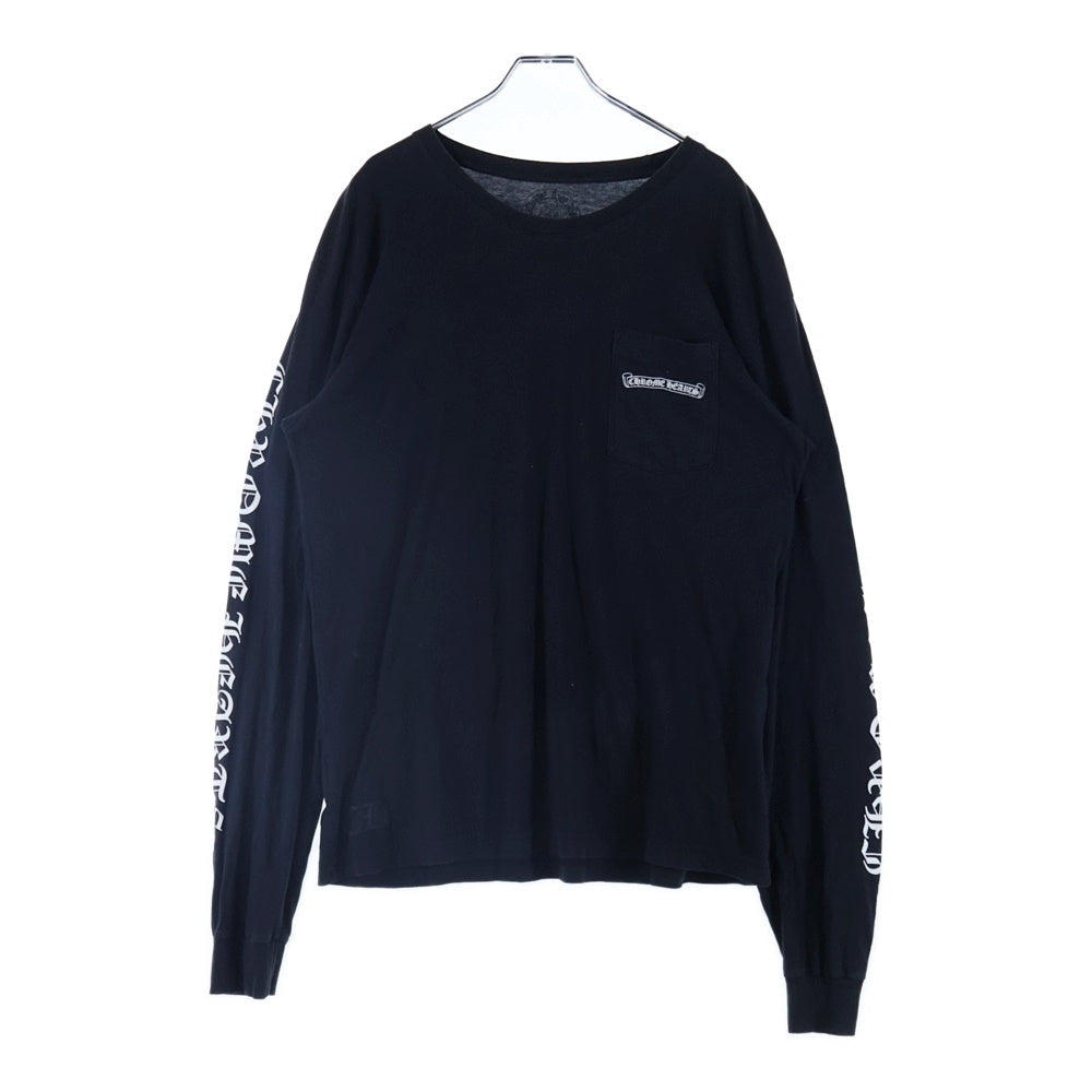 CHROME HEARTS(クロムハーツ) CH L S 1 バック スクロールラベル プリント クルーネック ロングスリーブ 長袖 Tシャツ カットソー ブラック