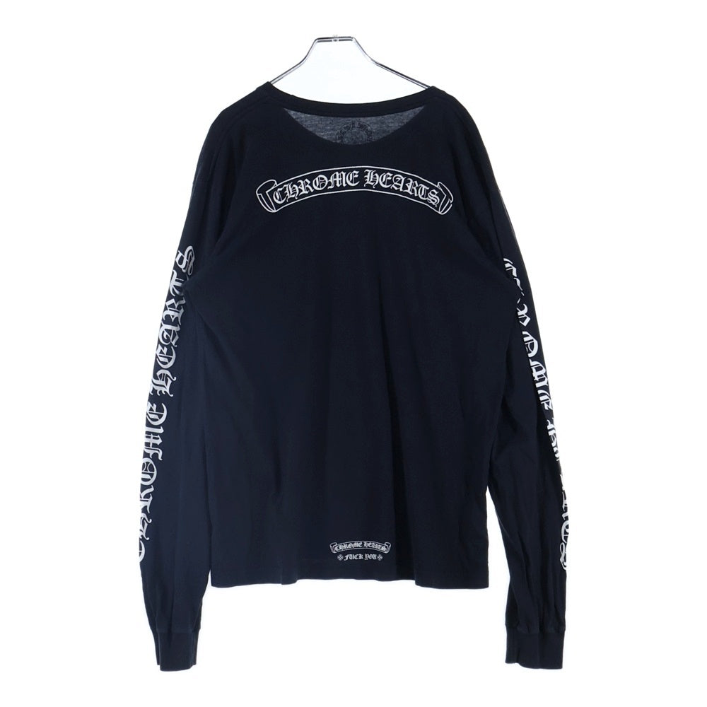 CHROME HEARTS(クロムハーツ) CH L S 1 バック スクロールラベル プリント クルーネック ロングスリーブ 長袖 Tシャツ カットソー ブラック