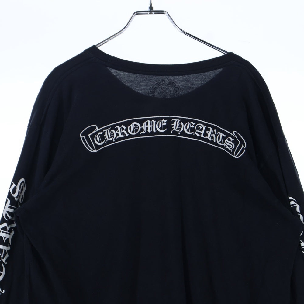 CHROME HEARTS(クロムハーツ) CH L S 1 バック スクロールラベル プリント クルーネック ロングスリーブ 長袖 Tシャツ カットソー ブラック