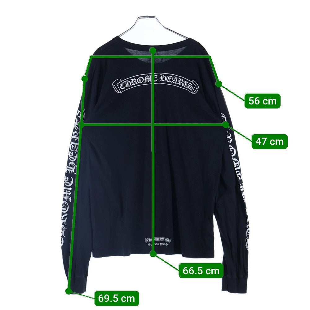 CHROME HEARTS(クロムハーツ) CH L S 1 バック スクロールラベル プリント クルーネック ロングスリーブ 長袖 Tシャツ カットソー ブラック