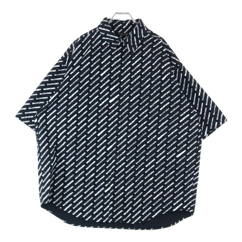 BALENCIAGA(バレンシアガ) 24SS オールオーバー ロゴプリント 半袖シャツ ブラック 681702 TQL07