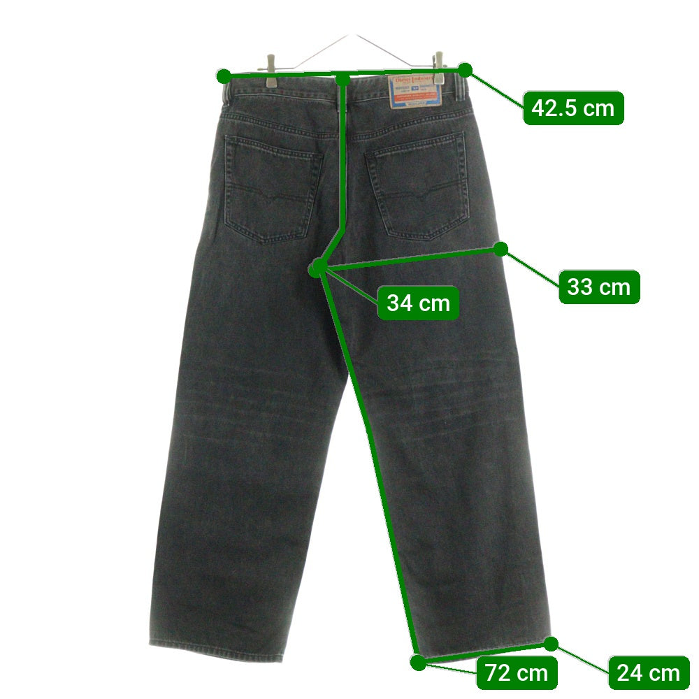 DIESEL(ディーゼル) 2001 D-MACROマクロ ワイド デニムパンツ ブラック A12821