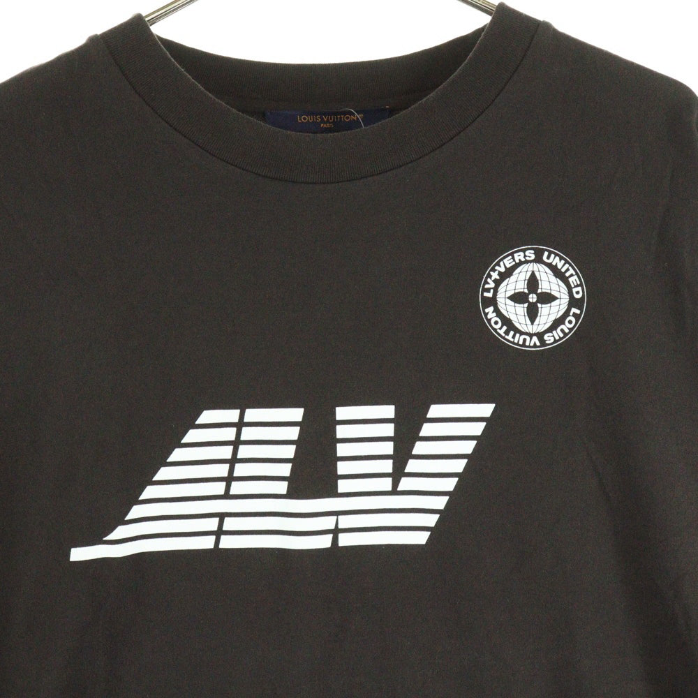 LOUIS VUITTON(ルイヴィトン) 25SS ウォッシュド ロゴプリント クルーネック 半袖Tシャツカットソー ブラウン RM251M NPG HSY98W