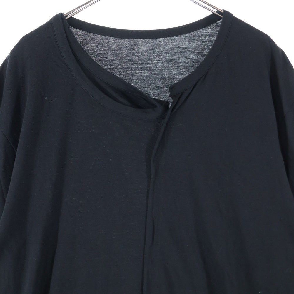 Ground Y(グラウンドワイ) 21SS ダブルカラー ロングスリーブ 長袖Tシャツ カットソー ブラック GR-T12-046