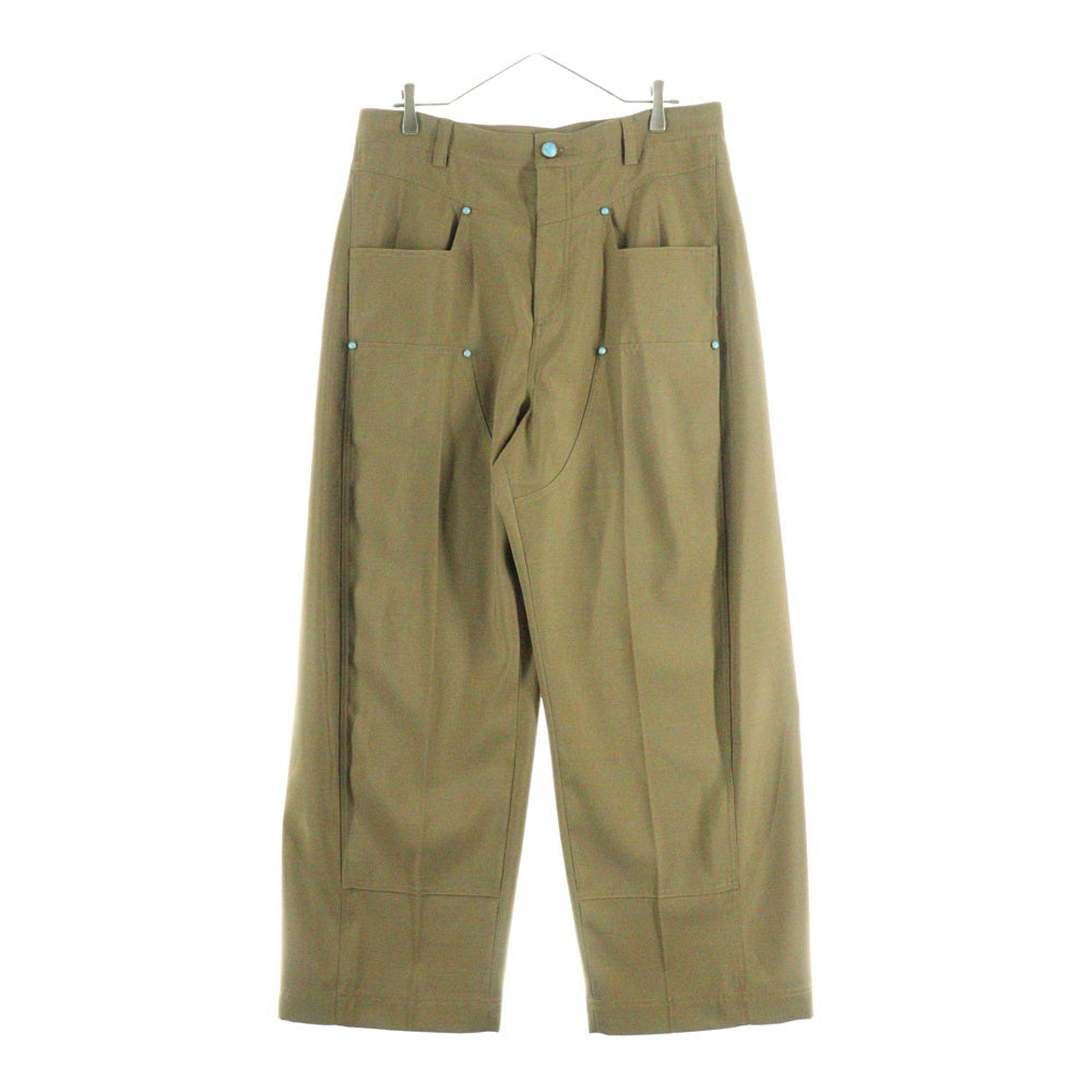 LOUIS VUITTON(ルイヴィトン) 24AW ターコイズ装飾 テーラード ウール ワークウェア ダブルニーワイドトラウザー スラックス ロングパンツ ブラウン RM242M FZC HRP88W