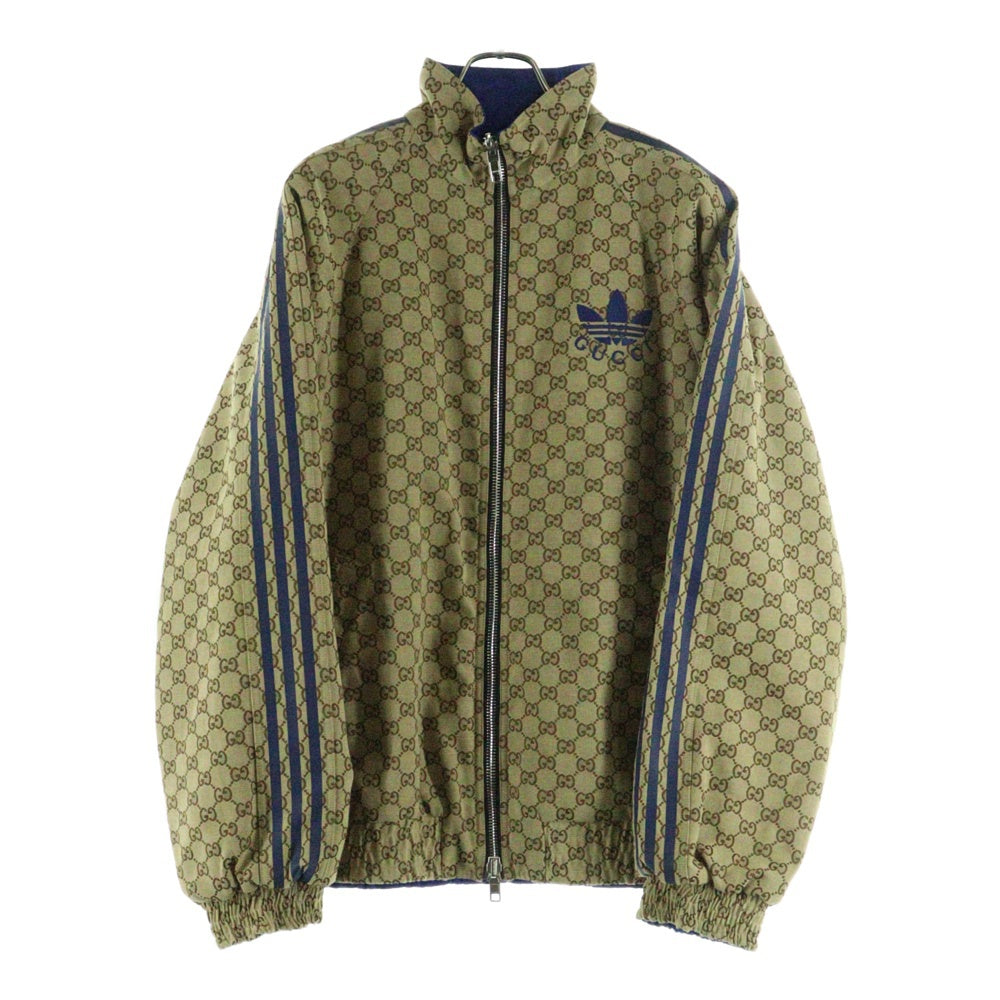 GUCCI(グッチ) 23SS ×adidas GG Canvas Reversible Jacket アディダス GGキャンバス リバーシブル ジップアップ ジャケット ブラウン/ブルー 723883 ZAKX1