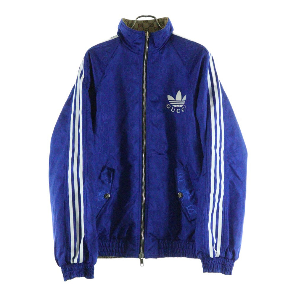 GUCCI(グッチ) 23SS ×adidas GG Canvas Reversible Jacket アディダス GGキャンバス リバーシブル ジップアップ ジャケット ブラウン/ブルー 723883 ZAKX1