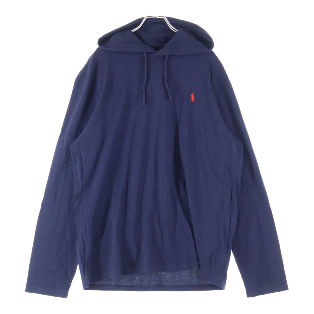 POLO RALPH LAUREN(ポロラルフローレン) ロゴ刺繍 フード付き ロングスリーブ長袖Tシャツカットソー ネイビー 0200016546