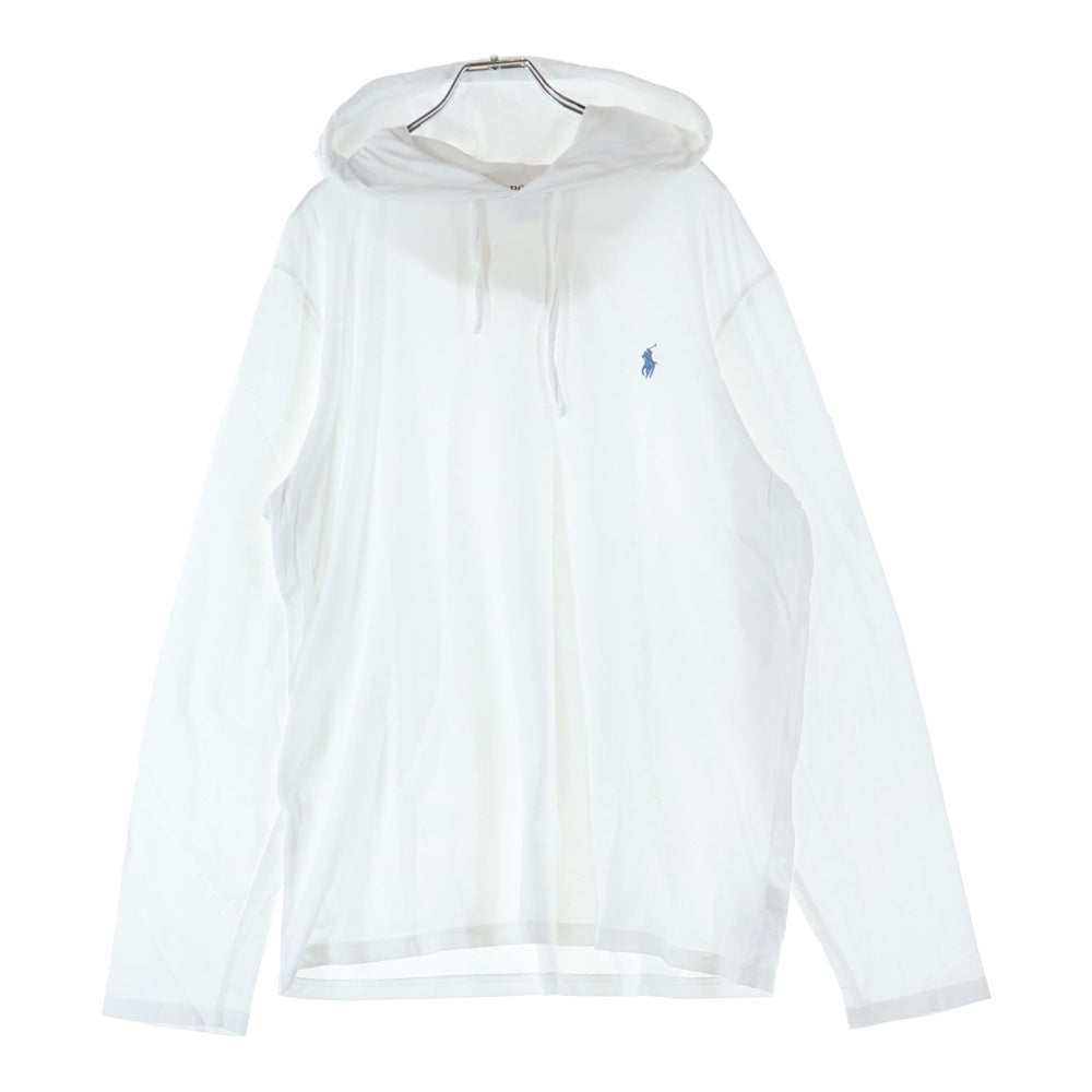 POLO RALPH LAUREN(ポロラルフローレン) ロゴ刺繍 フード付き ロングスリーブ長袖Tシャツカットソー ホワイト 0200016546