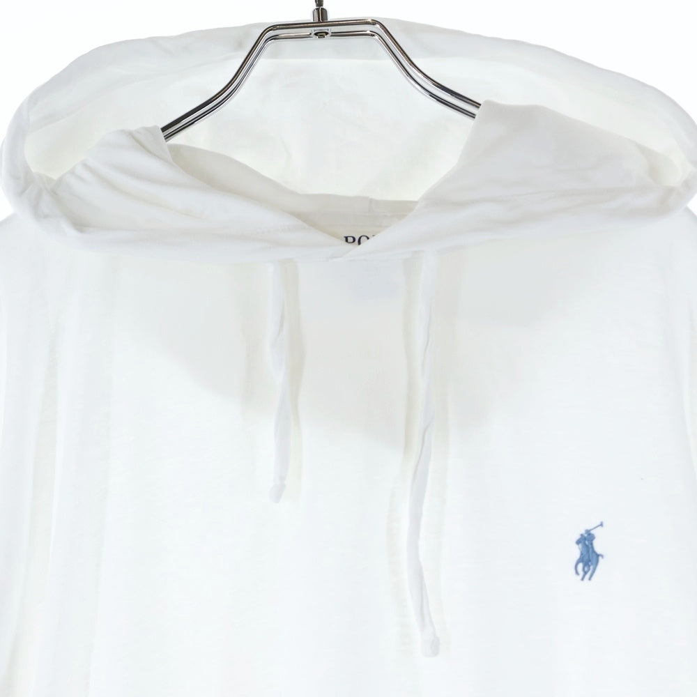 POLO RALPH LAUREN(ポロラルフローレン) ロゴ刺繍 フード付き ロングスリーブ長袖Tシャツカットソー ホワイト 0200016546