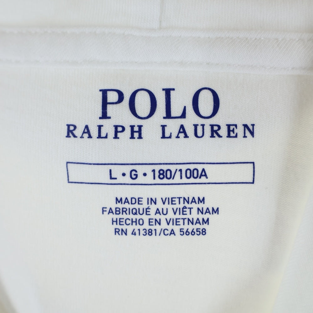 POLO RALPH LAUREN(ポロラルフローレン) ロゴ刺繍 フード付き ロングスリーブ長袖Tシャツカットソー ホワイト 0200016546