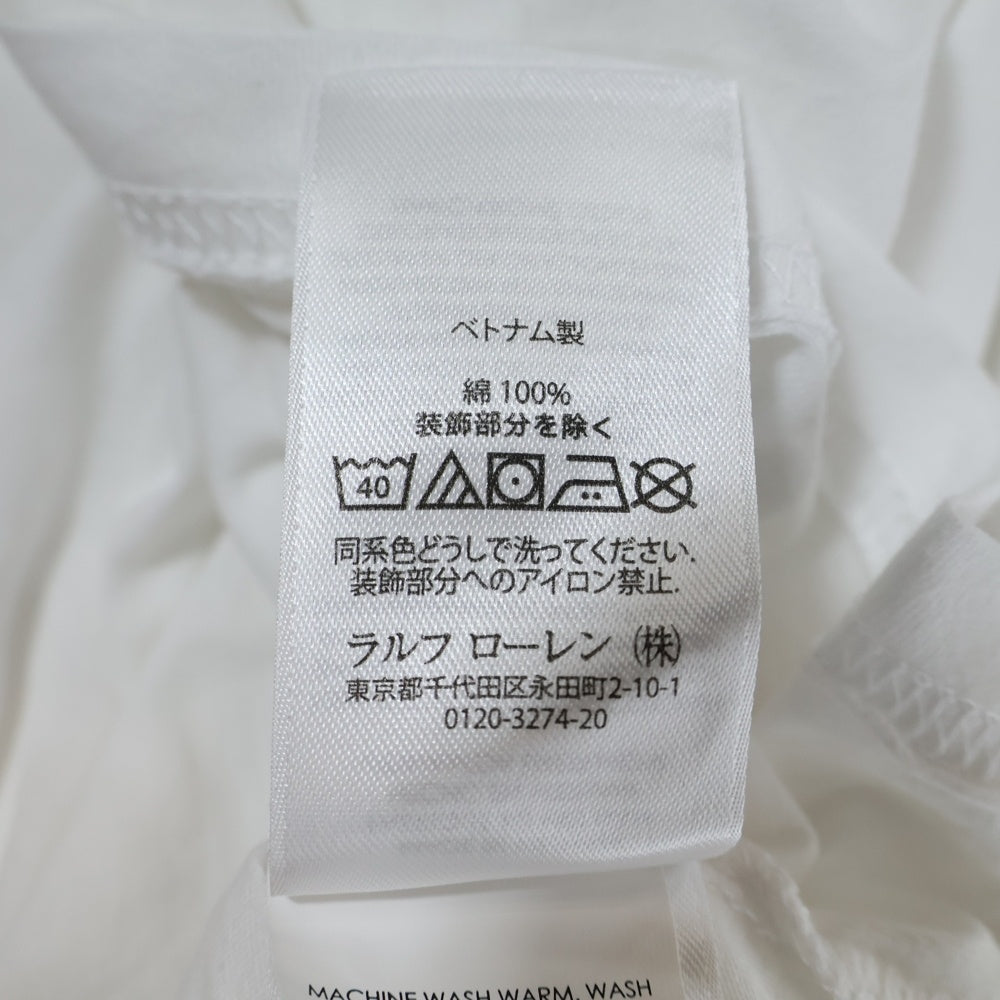 POLO RALPH LAUREN(ポロラルフローレン) ロゴ刺繍 フード付き ロングスリーブ長袖Tシャツカットソー ホワイト 0200016546