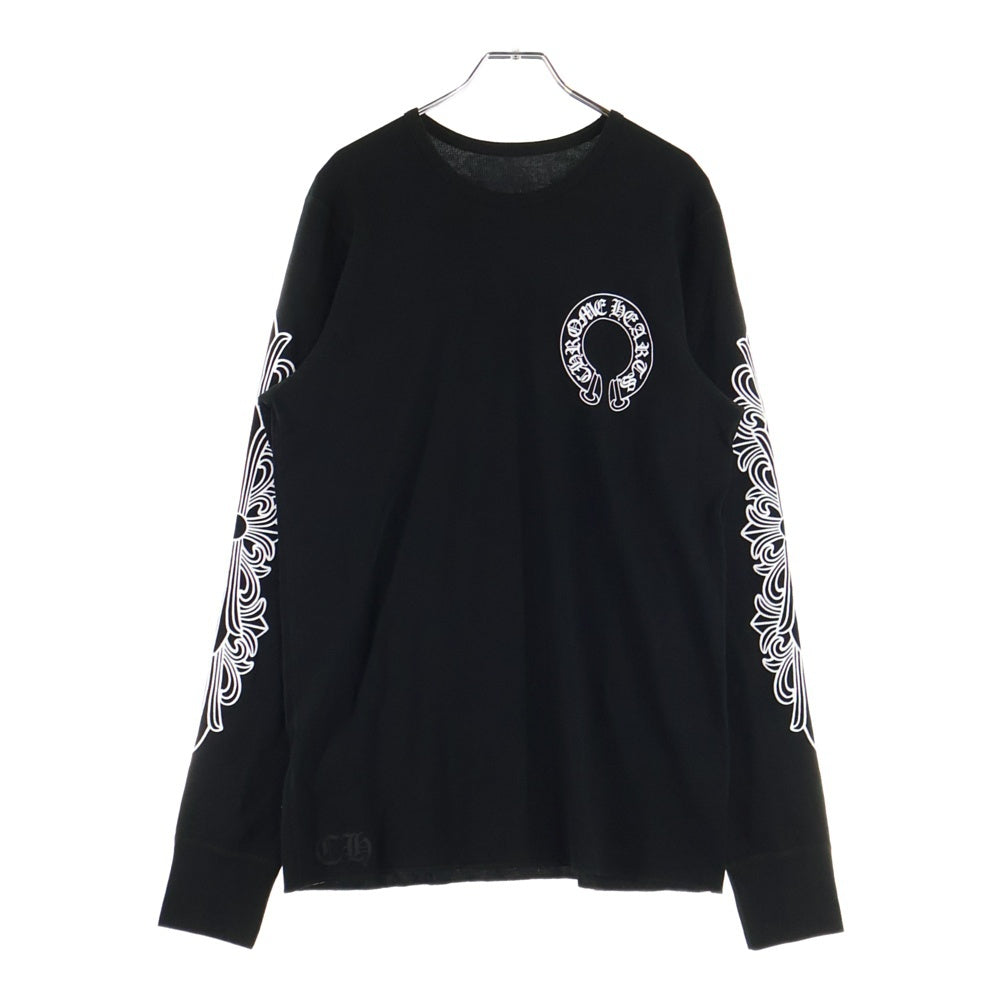 CHROME HEARTS(クロムハーツ) THERMAL L/S Horseshoe ホースシューアームフローラルプリント サーマル 長袖Tシャツ カットソー ブラック