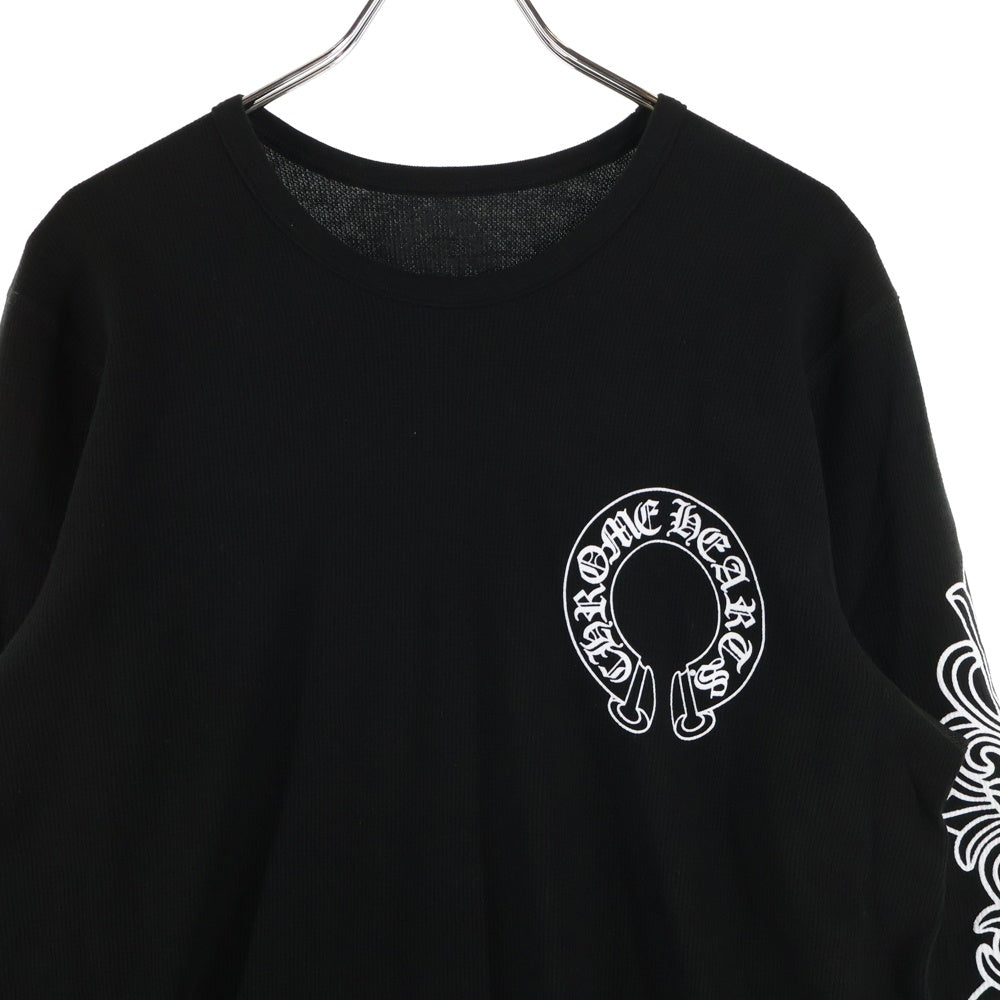 CHROME HEARTS(クロムハーツ) THERMAL L/S Horseshoe ホースシューアームフローラルプリント サーマル 長袖Tシャツ カットソー ブラック