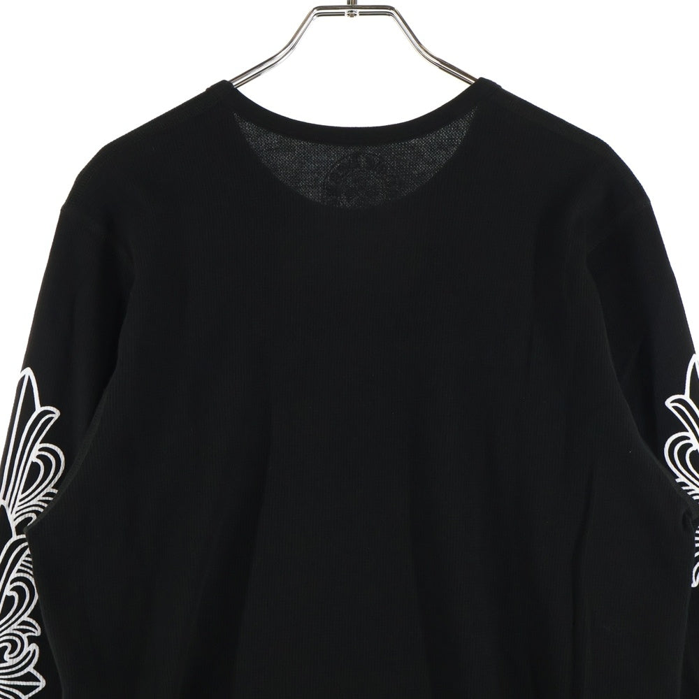 CHROME HEARTS(クロムハーツ) THERMAL L/S Horseshoe ホースシューアームフローラルプリント サーマル 長袖Tシャツ カットソー ブラック