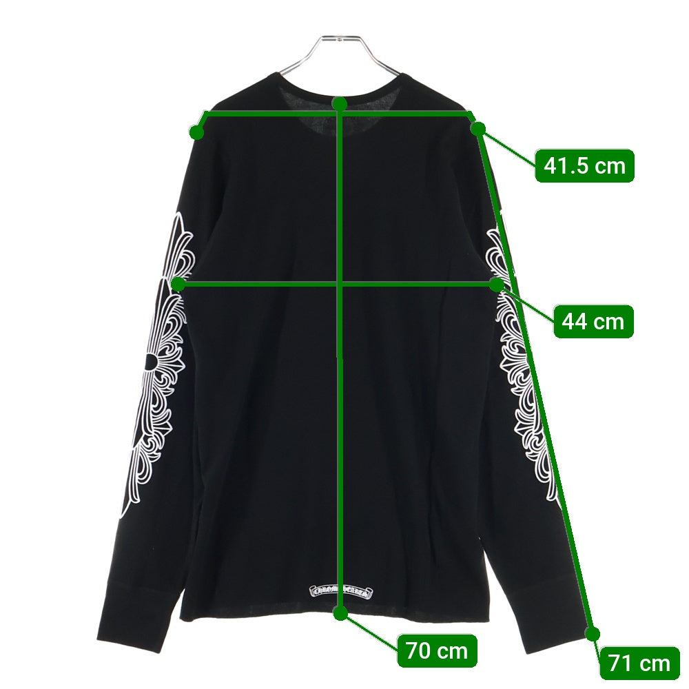 CHROME HEARTS(クロムハーツ) THERMAL L/S Horseshoe ホースシューアームフローラルプリント サーマル 長袖Tシャツ カットソー ブラック