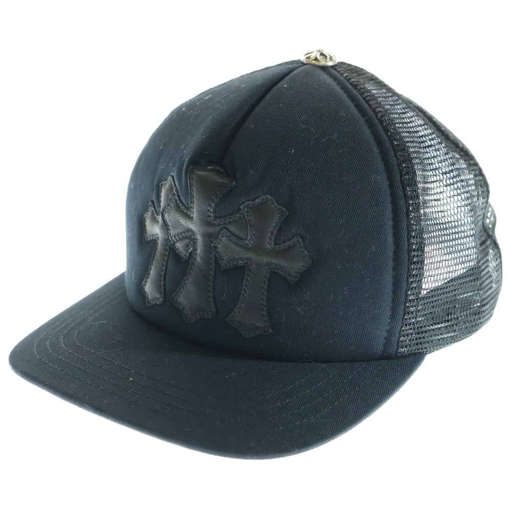 CHROME HEARTS(クロムハーツ) Cemetery Cross Patch Trucker Cap セメタリークロスパッチ トラッカー ベースボールキャップ 帽子 ブラック