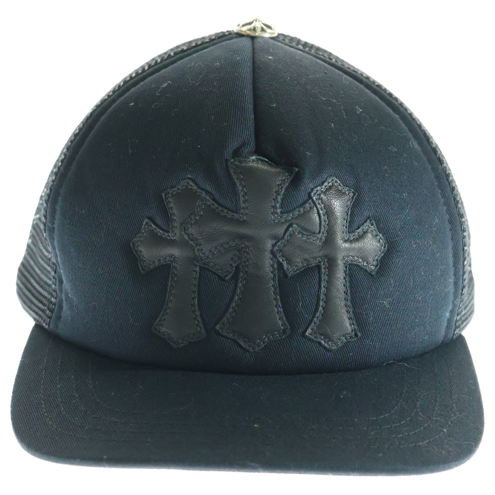 CHROME HEARTS(クロムハーツ) Cemetery Cross Patch Trucker Cap セメタリークロスパッチ トラッカー ベースボールキャップ 帽子 ブラック