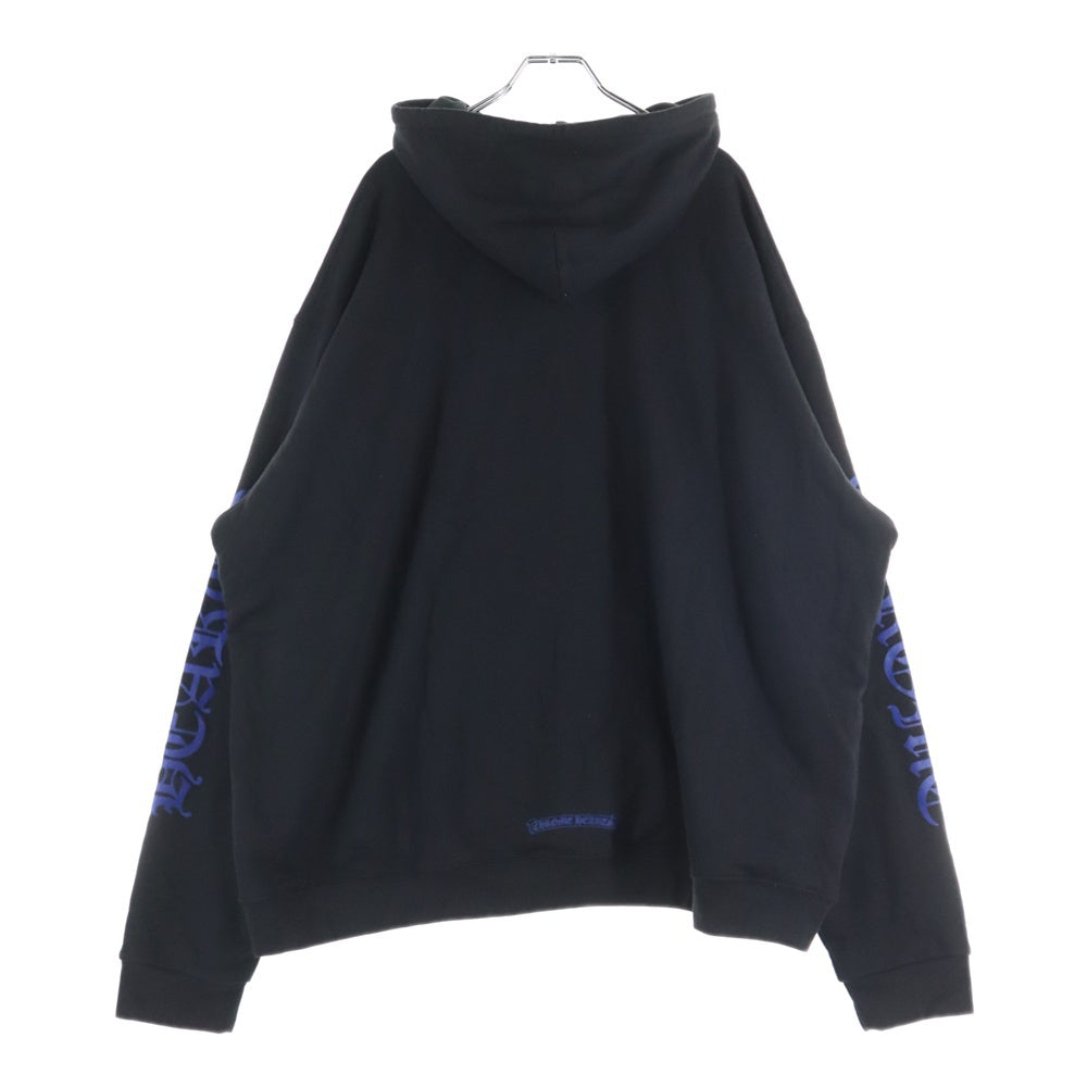 CHROME HEARTS(クロムハーツ) Vertical Logo Zip Up Hoodie ヴァーティカル ロゴプリント 裏地サーマル ダガージップアップ スウェット パーカー ブラック