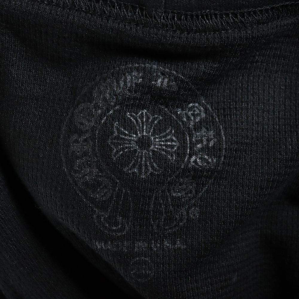CHROME HEARTS(クロムハーツ) Vertical Logo Zip Up Hoodie ヴァーティカル ロゴプリント 裏地サーマル ダガージップアップ スウェット パーカー ブラック