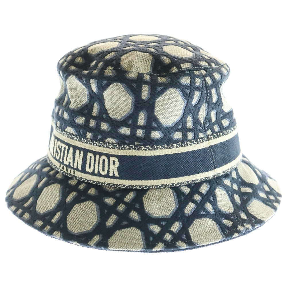 Christian Dior(クリスチャンディオール) 24SS マクロカナージュ キャンバス バケットハット 帽子 グレー/ネイビー 41CAN923X131