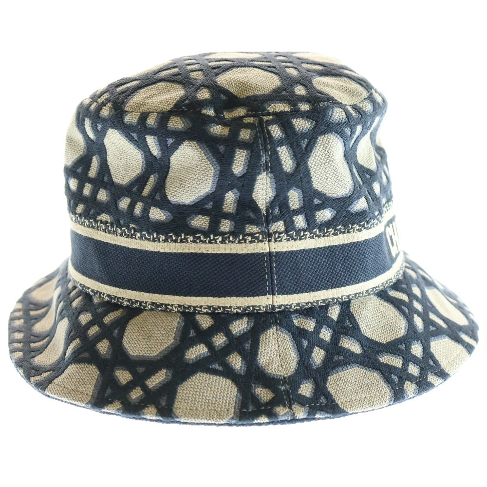 Christian Dior(クリスチャンディオール) 24SS マクロカナージュ キャンバス バケットハット 帽子 グレー/ネイビー 41CAN923X131