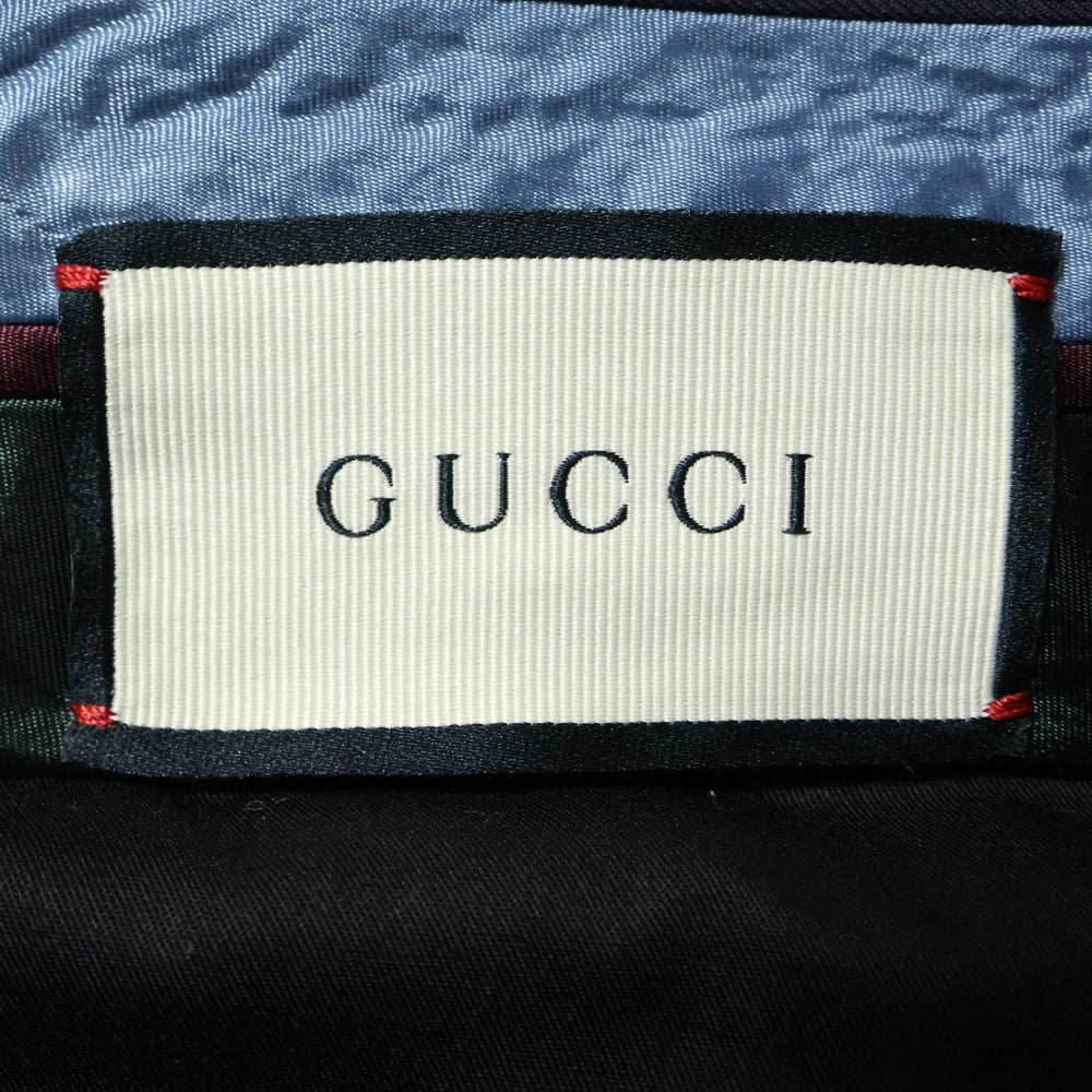 GUCCI(グッチ) 総柄 ウール トラウザーズ スラックス ロングパンツ ネイビー 581689 ZABJZ