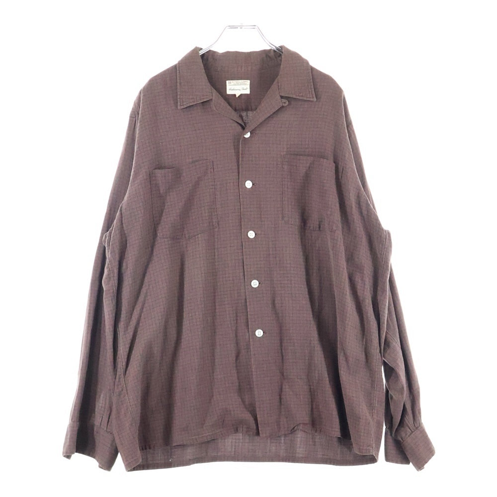 VINTAGE(ヴィンテージ) 50S-60S HATHAWAY SHIRT ハサウェイシャツ ダブルポケット チェック 長袖オープンカラーシャツ ブラウン