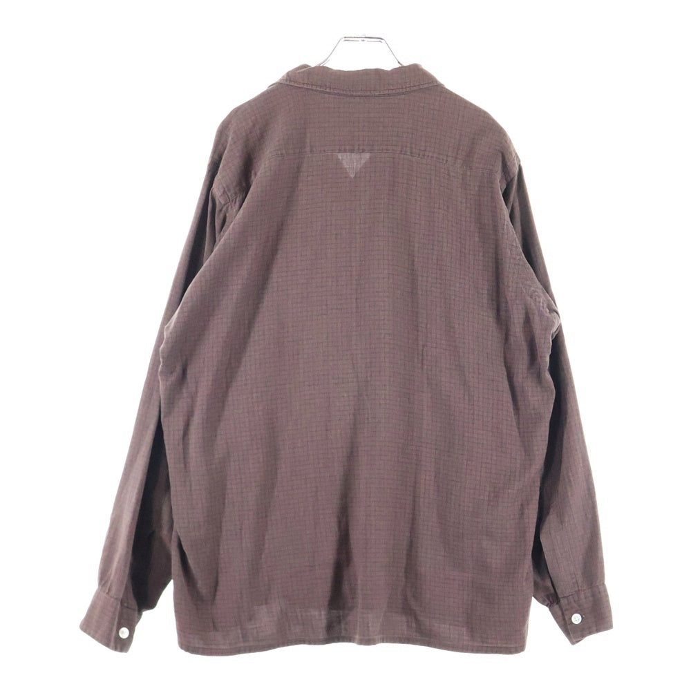 VINTAGE(ヴィンテージ) 50S-60S HATHAWAY SHIRT ハサウェイシャツ ダブルポケット チェック 長袖オープンカラーシャツ ブラウン