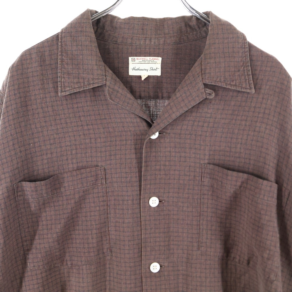 VINTAGE(ヴィンテージ) 50S-60S HATHAWAY SHIRT ハサウェイシャツ ダブルポケット チェック 長袖オープンカラーシャツ ブラウン